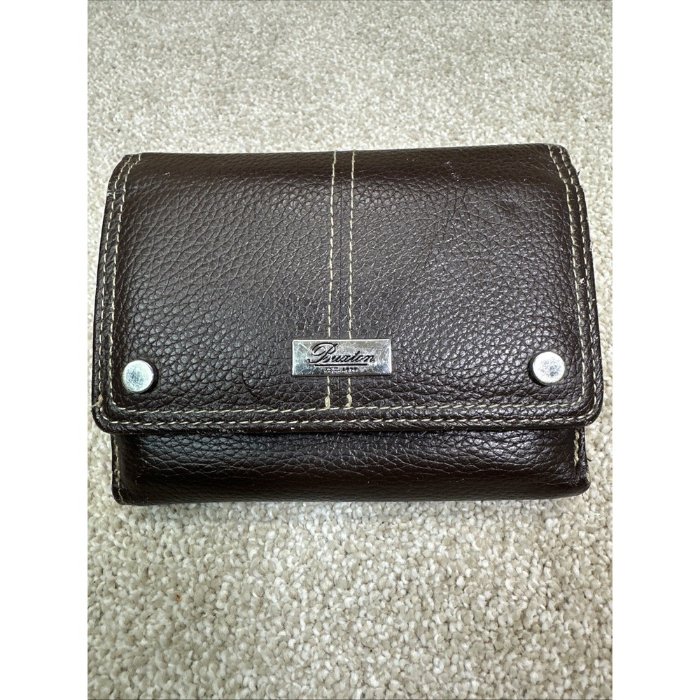 Buxton Trifold Women's Wallet Cardholder Genuine Leather Brown Multi Organizer